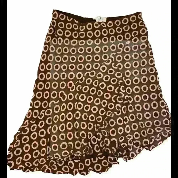 SLB Petite Women’s Size Petite Large 100% Silk Brown And Pink 90s 00s Fashion - Picture 2 of 3